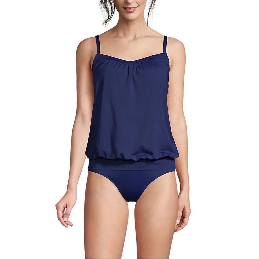 Lands End Navy Blousson Tankini Top size 26W